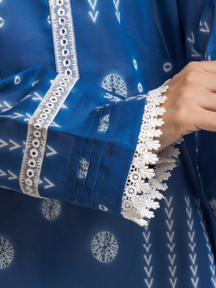 EWU23A1-28002S Unstitched Blue Printed Lawn 1 Piece
