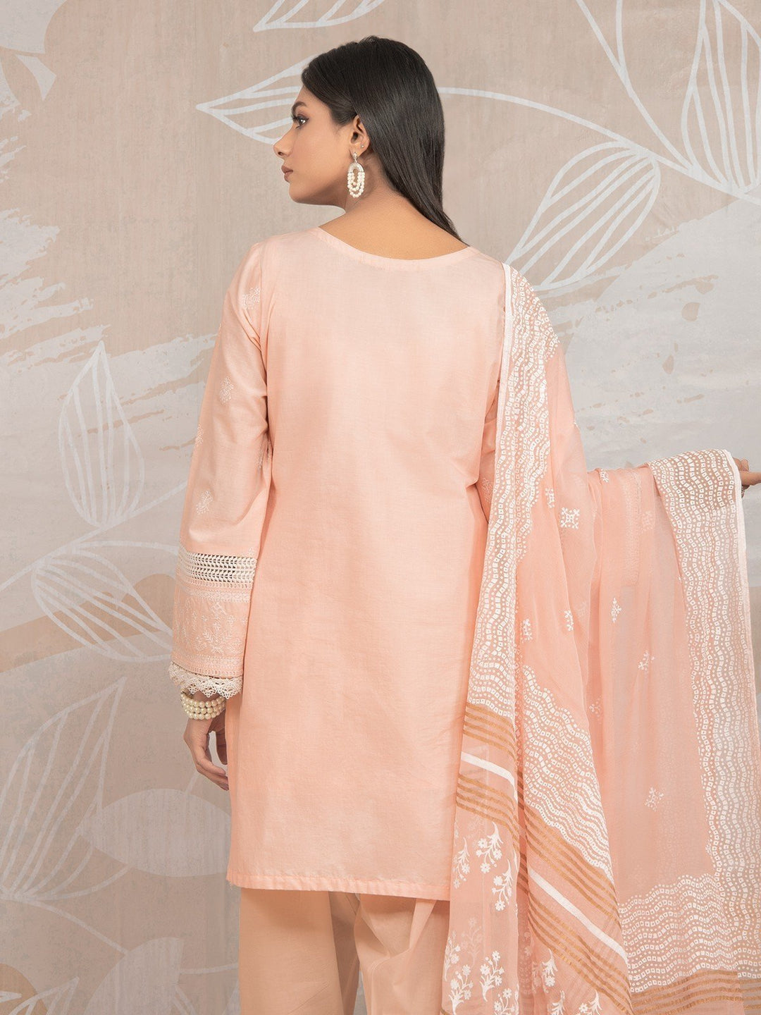 EWU23V7-23751 Unstitched Peach Embroidered Dobby 3 Piece