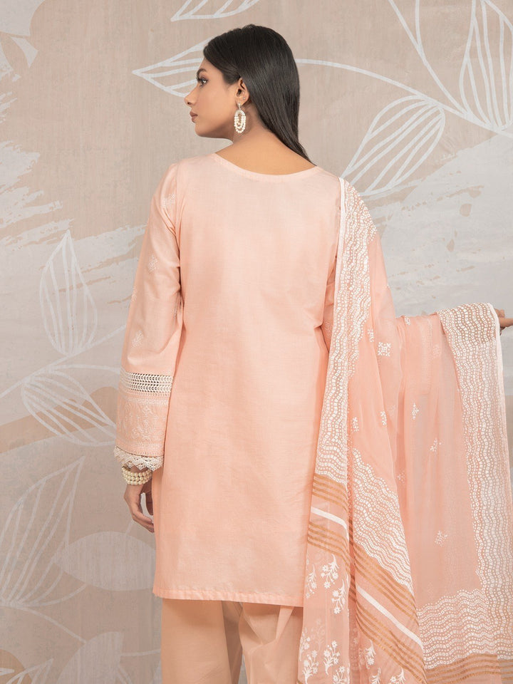 EWU23V7-23751 Unstitched Peach Embroidered Dobby 3 Piece