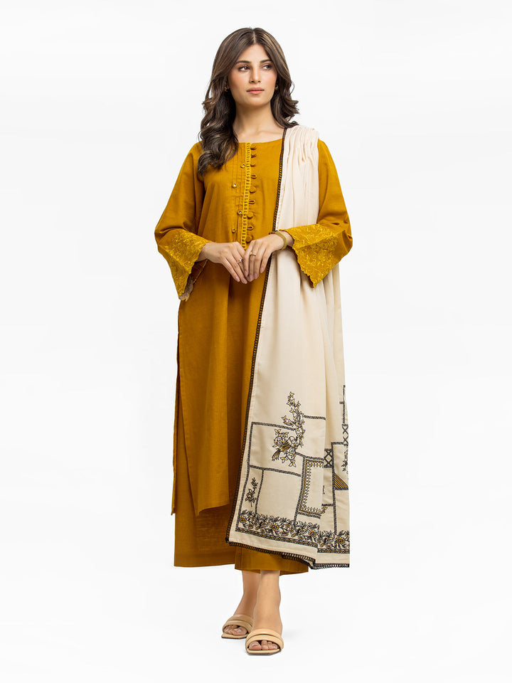 Pret 3Pc Embroidered Khaddar Suit - EWTKE23-68777-3P