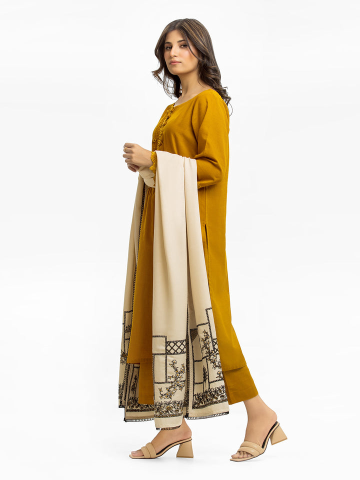 Pret 3Pc Embroidered Khaddar Suit - EWTKE23-68777-3P