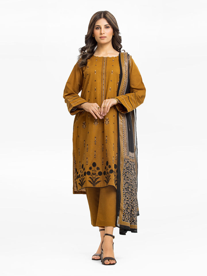 Pret 3Pc Embroidered Khaddar Suit - EWTKE23-68985-3P