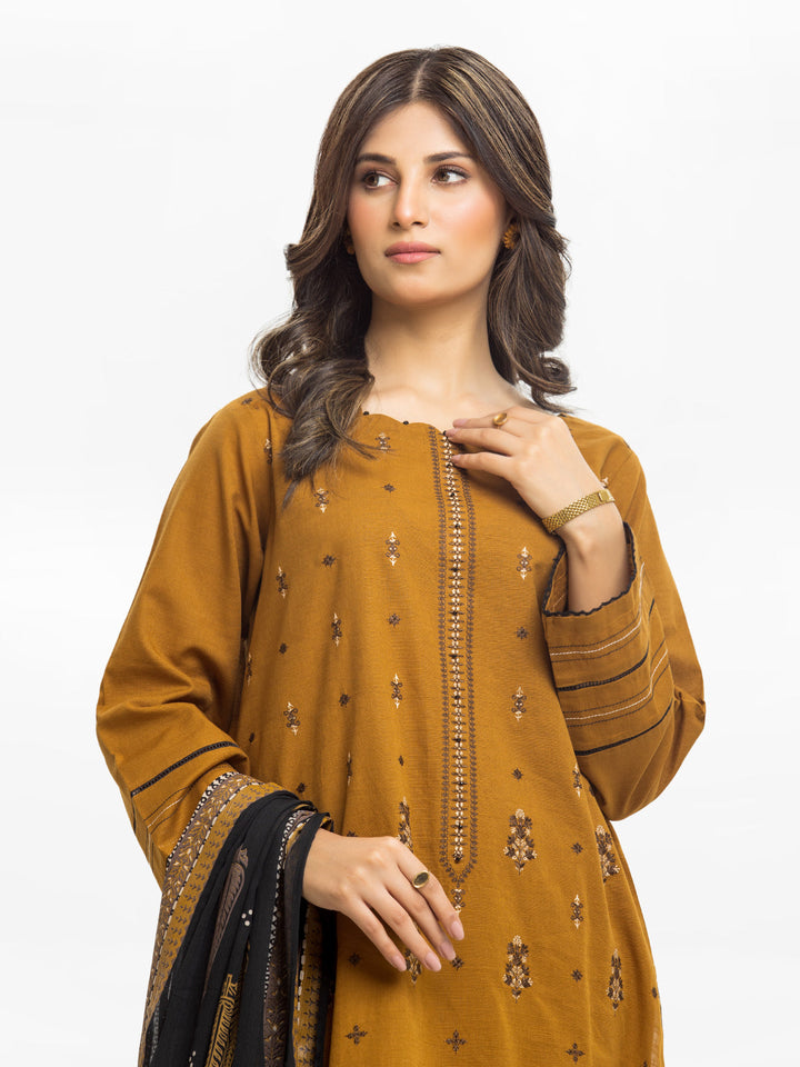 Pret 3Pc Embroidered Khaddar Suit - EWTKE23-68985-3P
