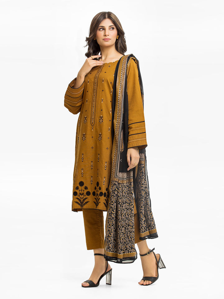 Pret 3Pc Embroidered Khaddar Suit - EWTKE23-68985-3P