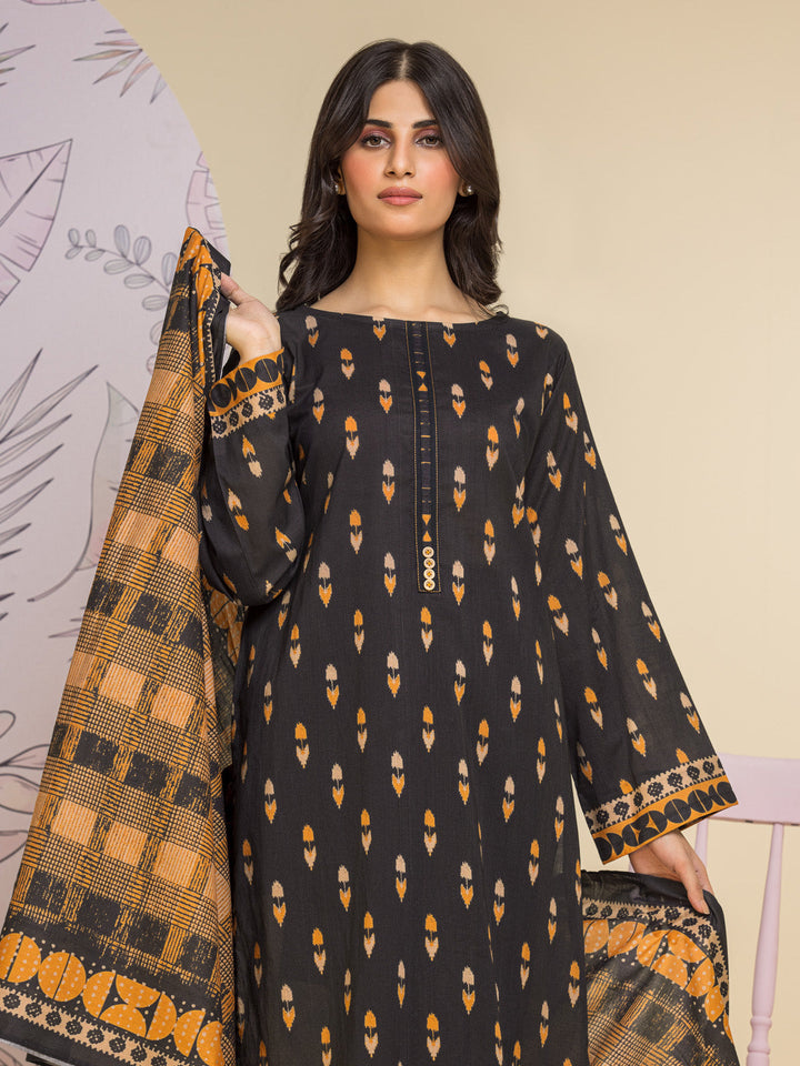 EWU24A1-26233-3P Unstitched Charcoal Printed Lawn 3 Piece