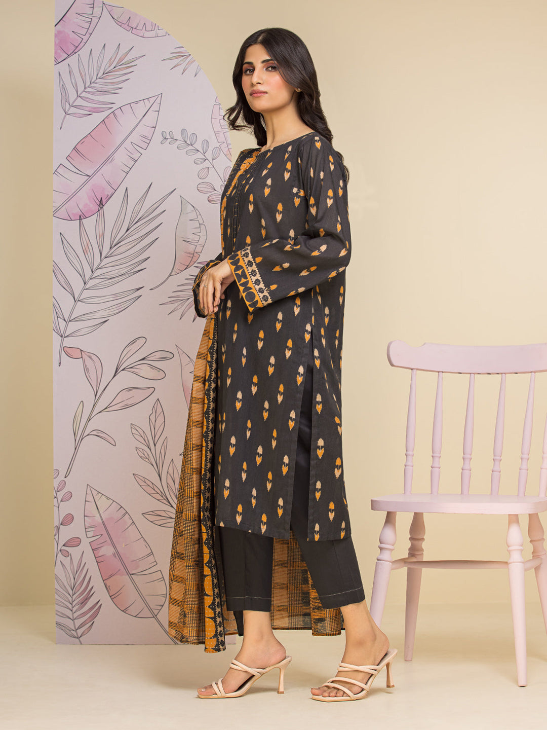 EWU24A1-26233-3P Unstitched Charcoal Printed Lawn 3 Piece
