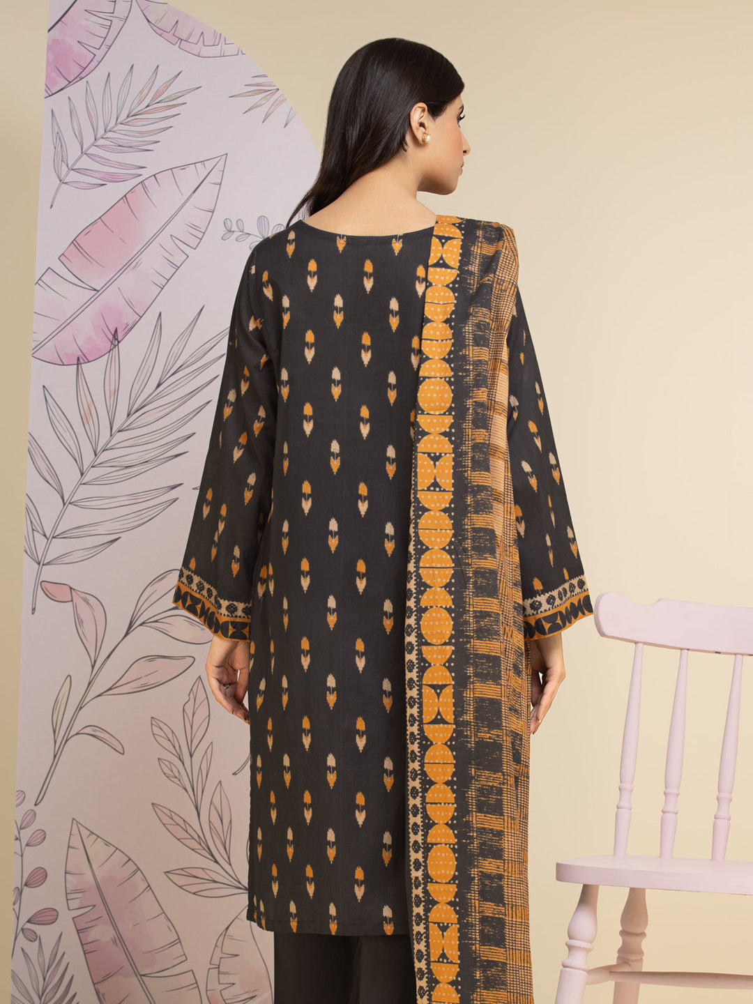 EWU24A1-26233-3P Unstitched Charcoal Printed Lawn 3 Piece