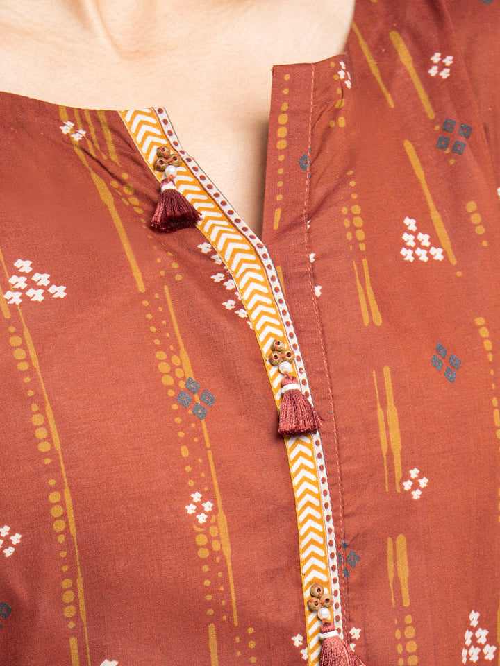 EWU24A1-28187-3P Unstitched Dark Rust Printed Lawn 3 Piece