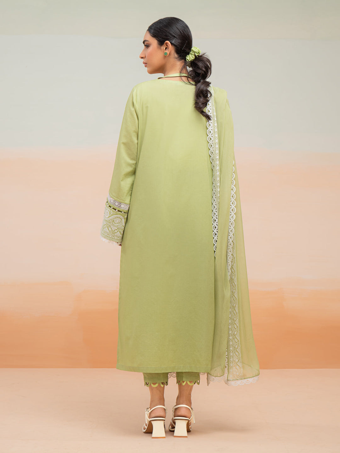 EWU24V2-28645-3P Unstitched Light Green Embroidered Cambric 3 Piece