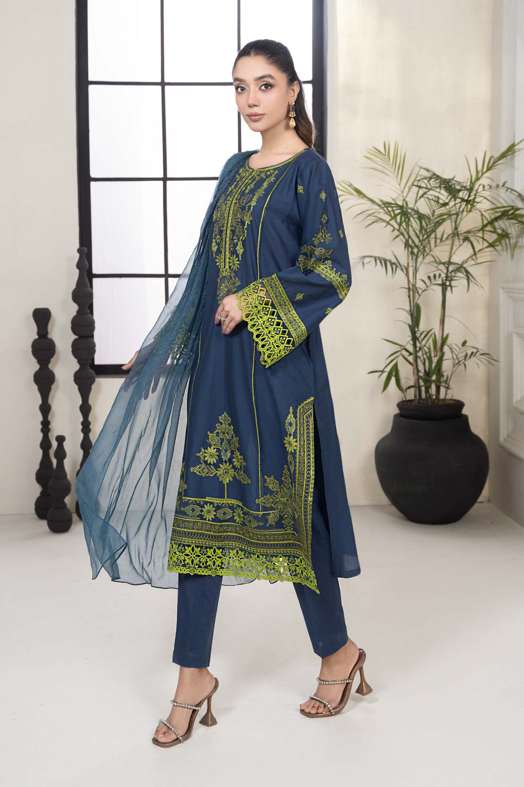 3 PIECE EMBROIDERED LAWN SUIT | DW-EF24-103