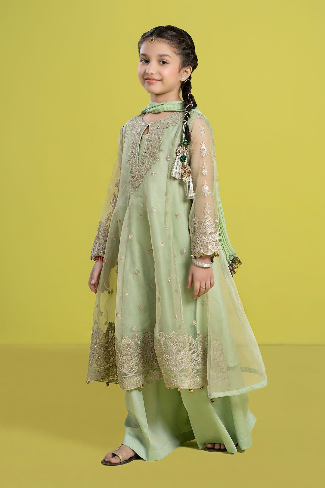 3 PIECE EMBROIDERED ORGANZA SUIT | MKS-EF24-05