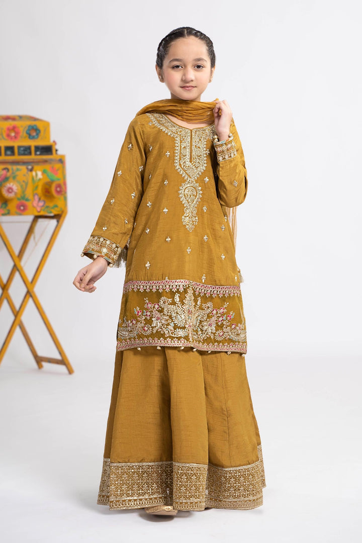 3 PIECE EMBROIDERED RAW SILK SUIT | MKS-EF24-09