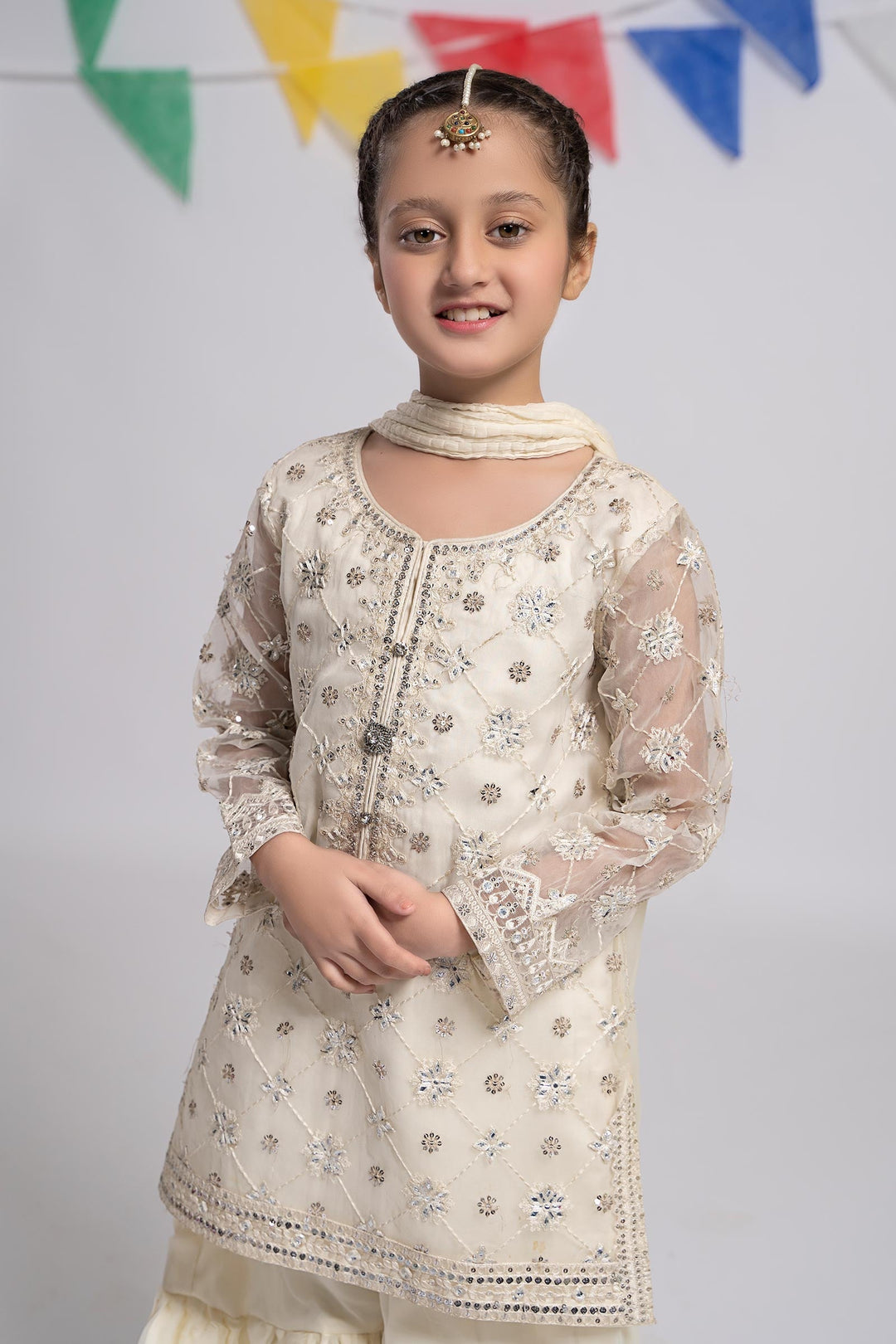 3 PIECE EMBROIDERED ORGANZA SUIT | MKS-EF24-11