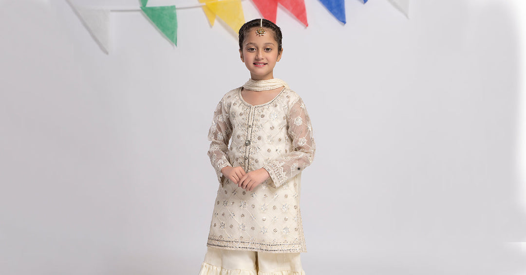 3 PIECE EMBROIDERED ORGANZA SUIT | MKS-EF24-11