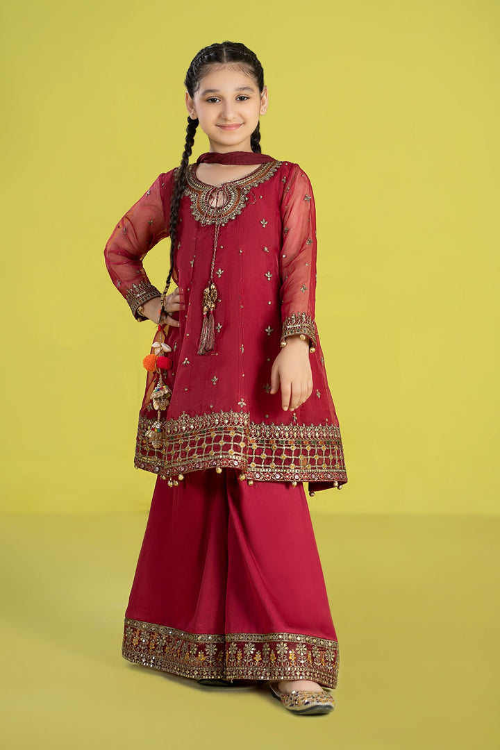 3 PIECE EMBROIDERED ORGANZA SUIT | MKS-EF24-16