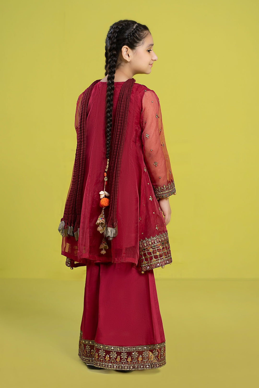 3 PIECE EMBROIDERED ORGANZA SUIT | MKS-EF24-16