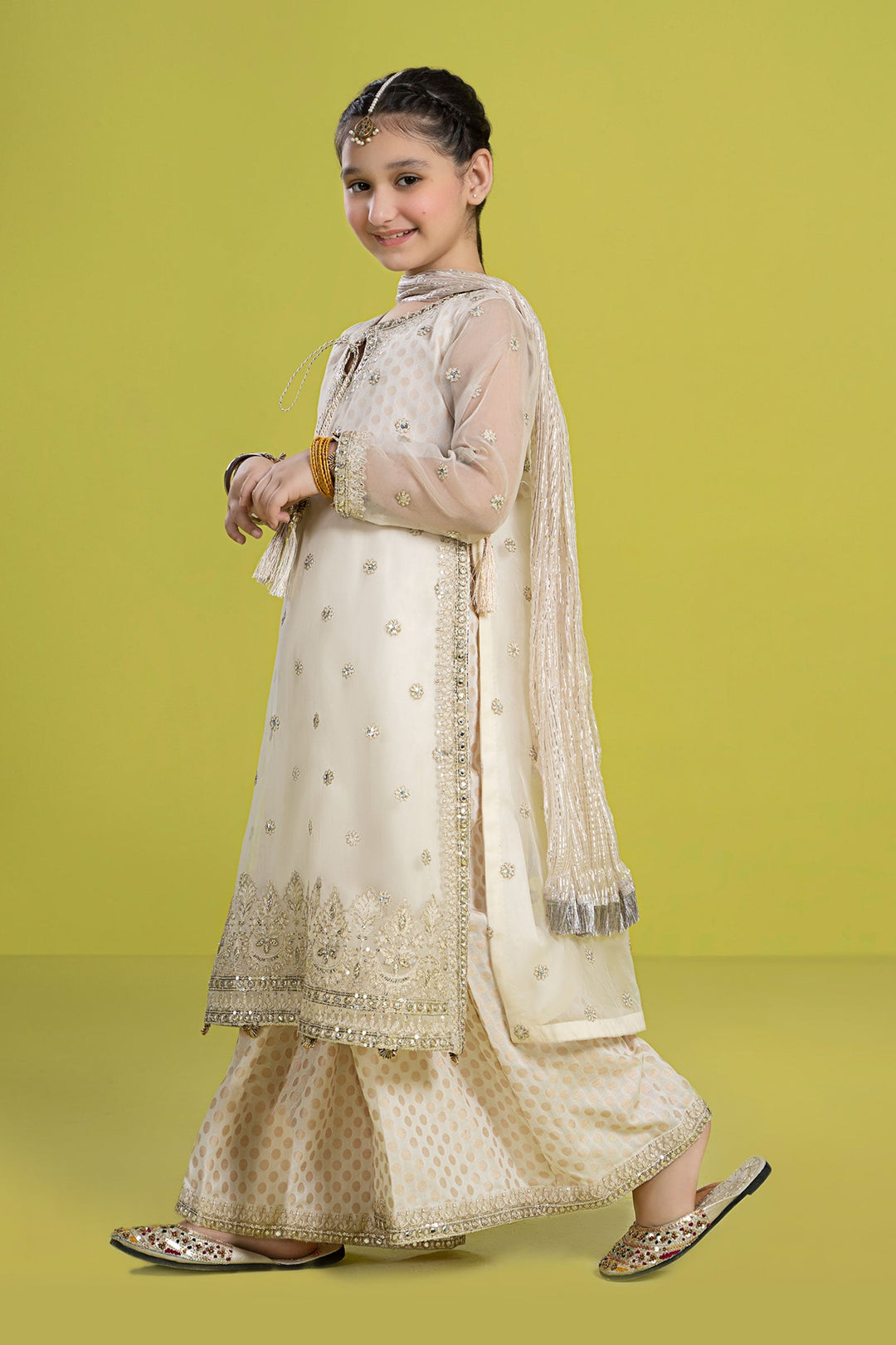 3 PIECE EMBROIDERED ORGANZA SUIT | MKS-EF24-25