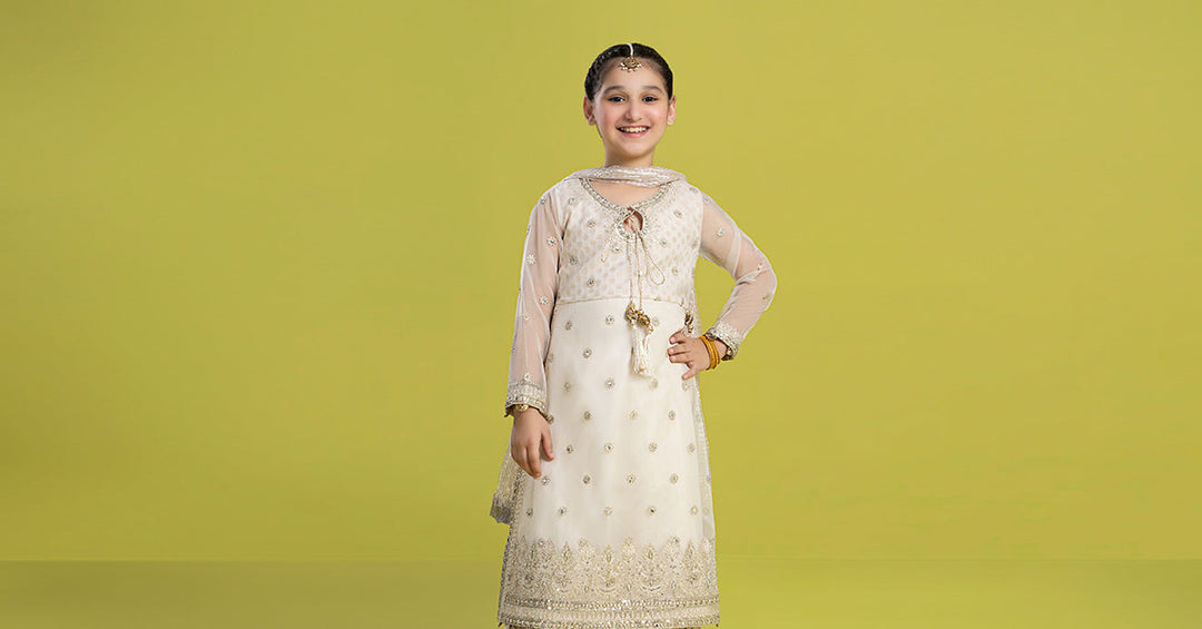 3 PIECE EMBROIDERED ORGANZA SUIT | MKS-EF24-25