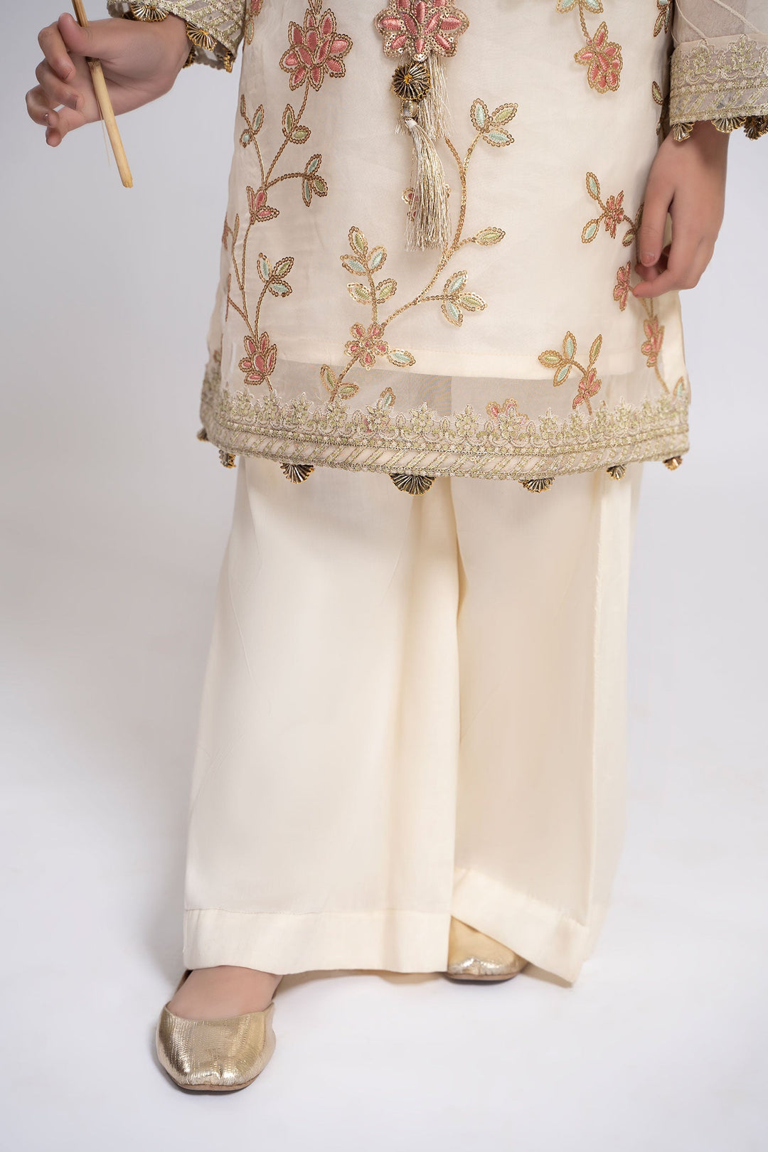 3 PIECE EMBROIDERED ORGANZA SUIT | MKS-EF24-30