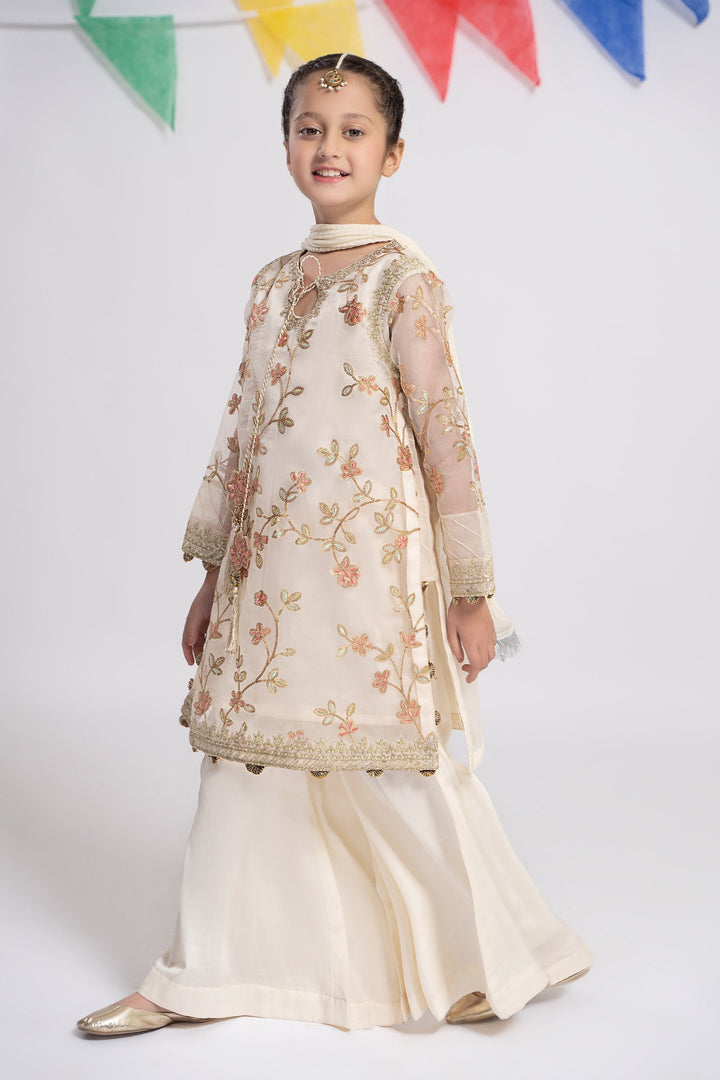 3 PIECE EMBROIDERED ORGANZA SUIT | MKS-EF24-30