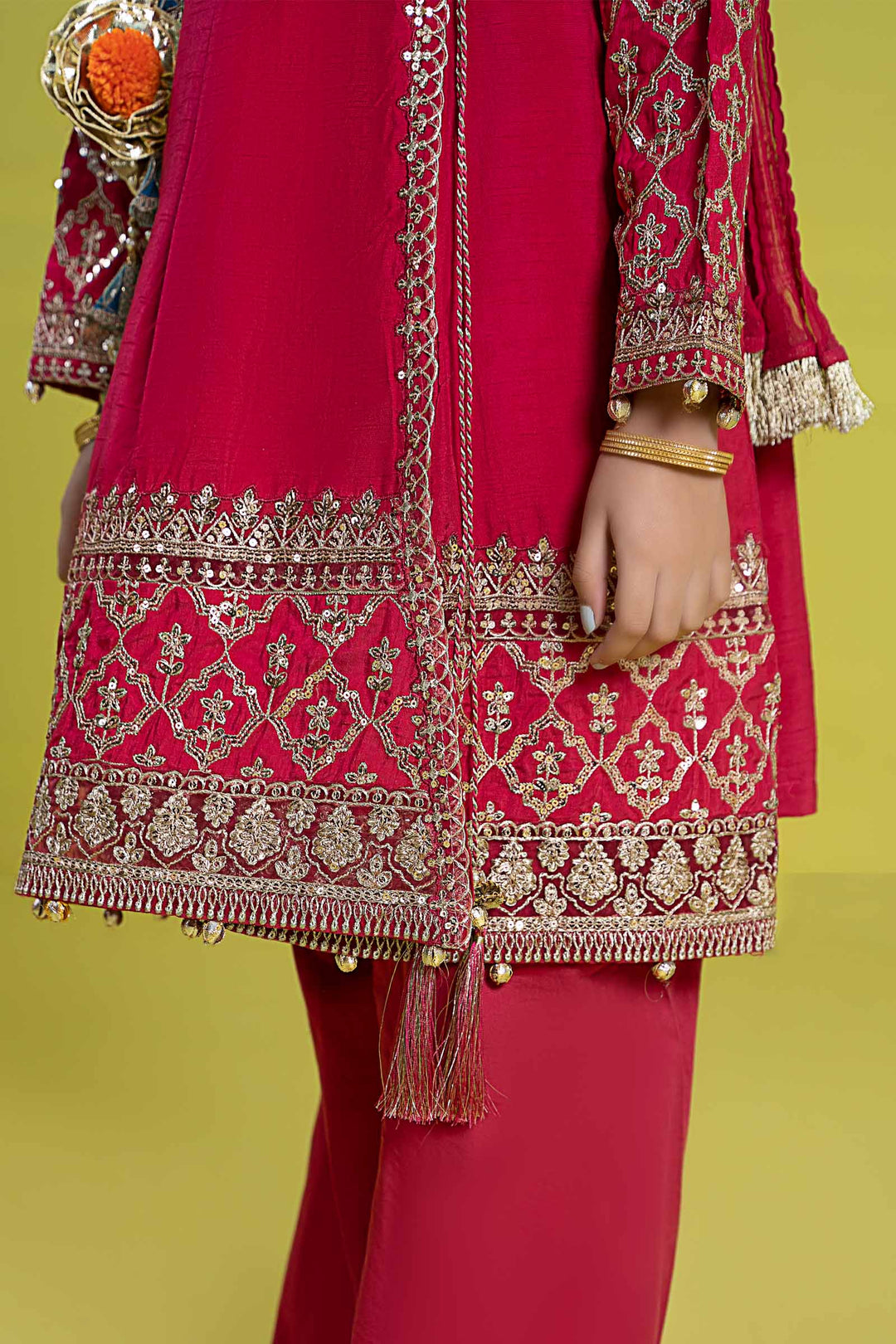 3 PIECE EMBROIDERED RAW SILK SUIT | MKS-EF24-31