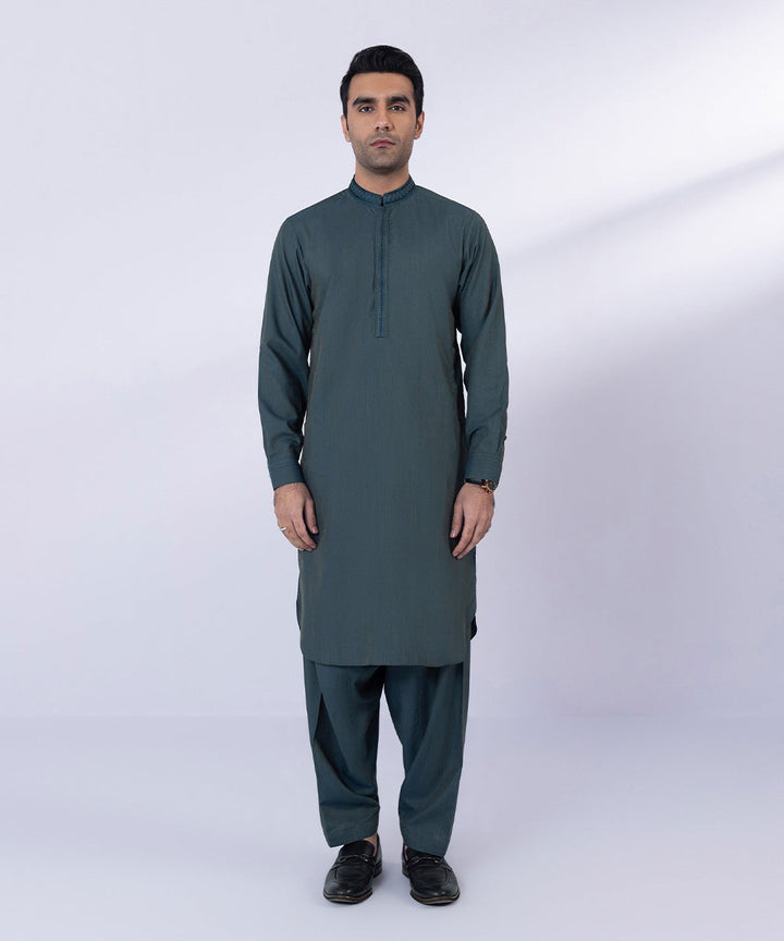 Embroidered Wash & Wear Suit