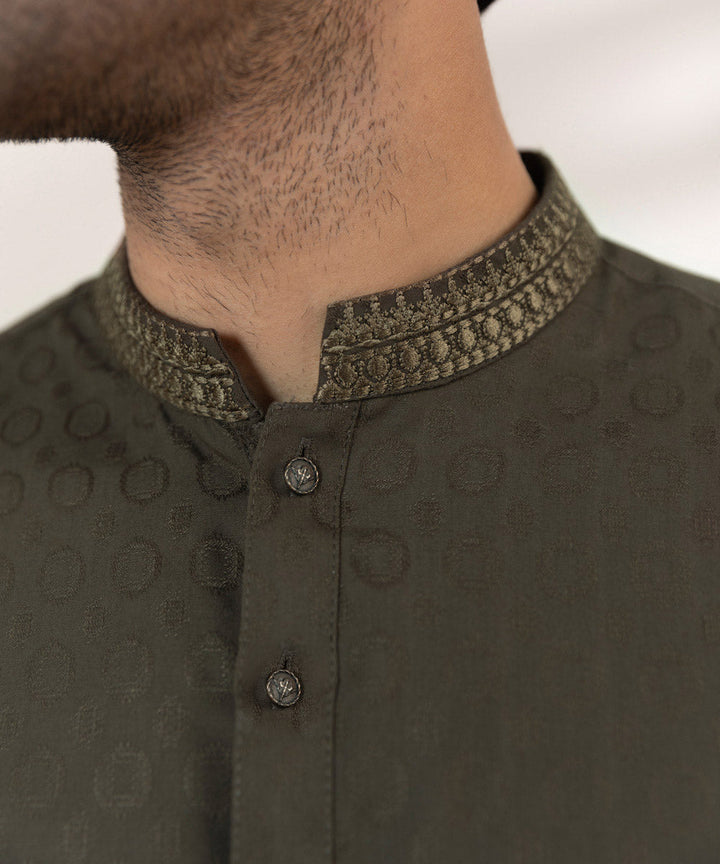 Embroidered Jacquard Kurta