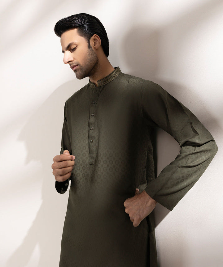 Embroidered Jacquard Kurta