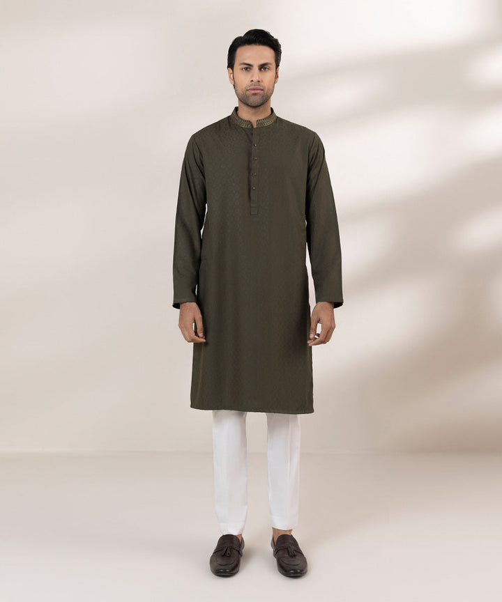 Embroidered Jacquard Kurta