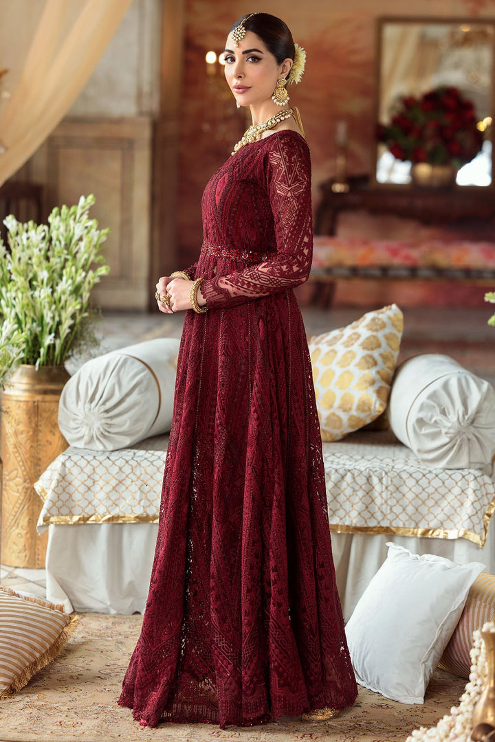 2776-MAROON EMBROIDERED SILK NET FABRIC