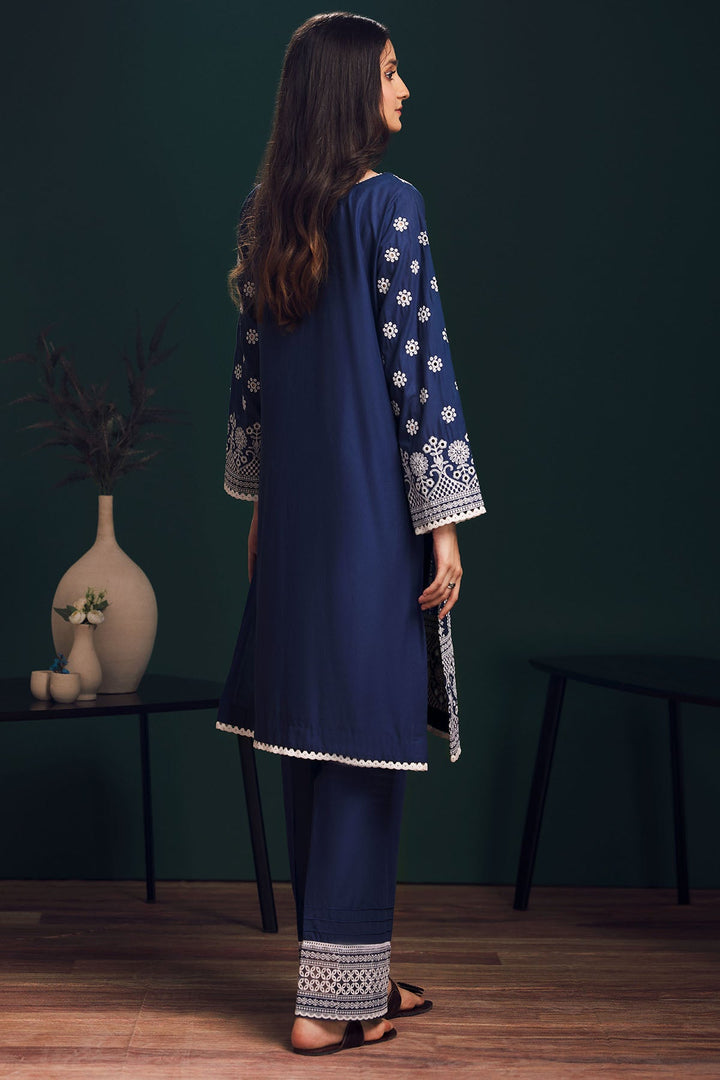 3987-NAVY-BLUE SCHIFFLI EMBROIDERED LAWN STITCHED