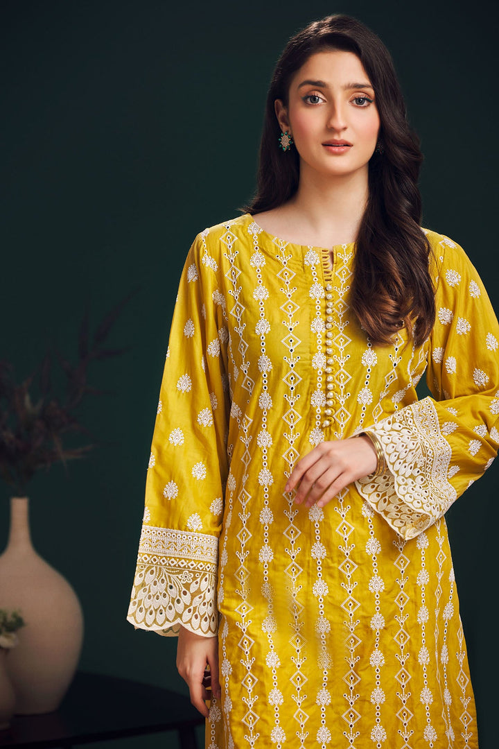 3997-RED SCHIFFLI EMBROIDERED LAWN STITCHED