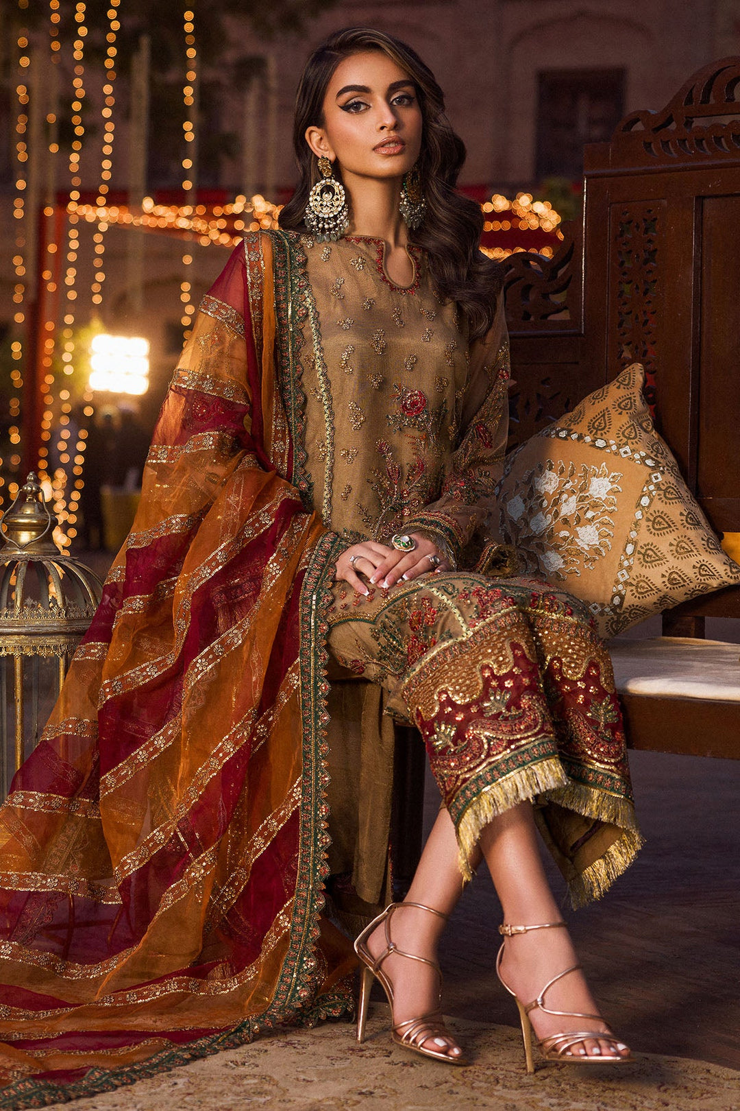 4124-MEHAR EMBROIDERED SILK NET UNSTITCHED