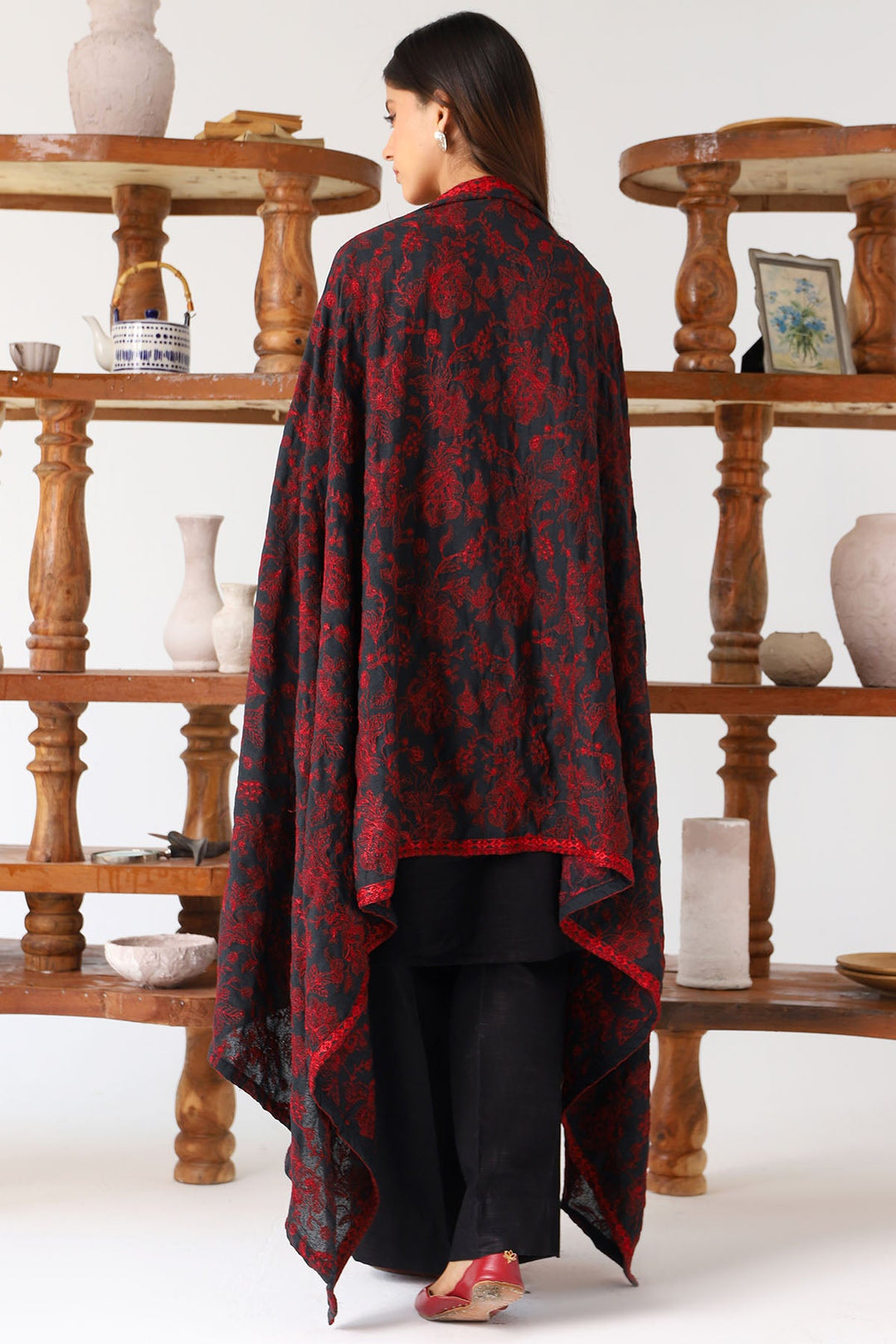 4202-KEYVAN EMBROIDERED KARANDI SHAWL