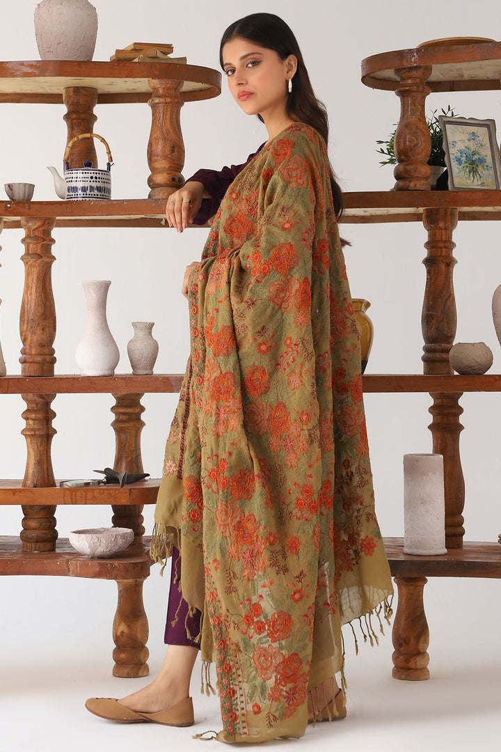 4214-MEHRZAD EMBROIDERED WOOL SHAWL