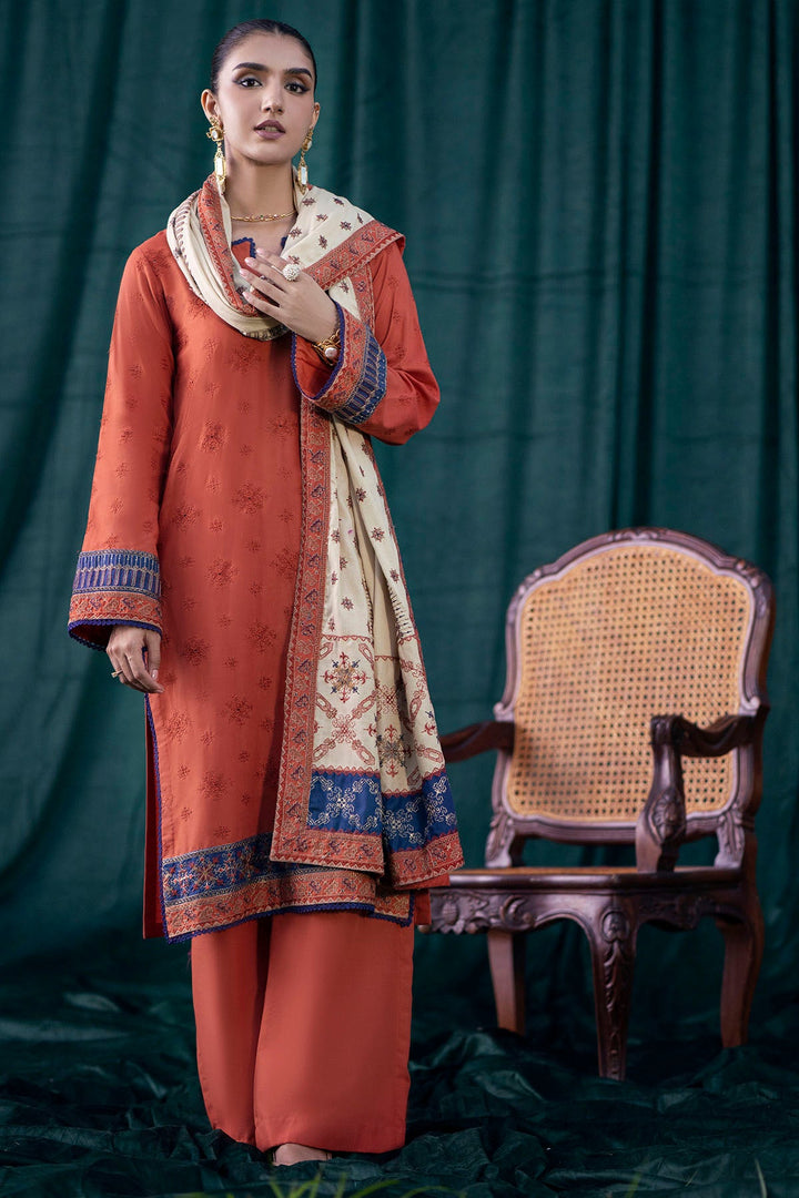 4351-RUMI EMBROIDERED KHADDAR STITCHED