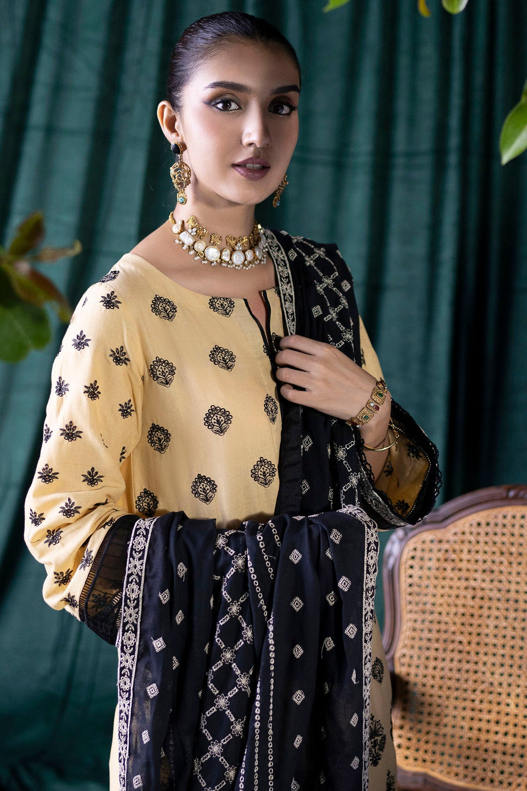 4360-SARINA EMBROIDERED KHADDAR STITCHED