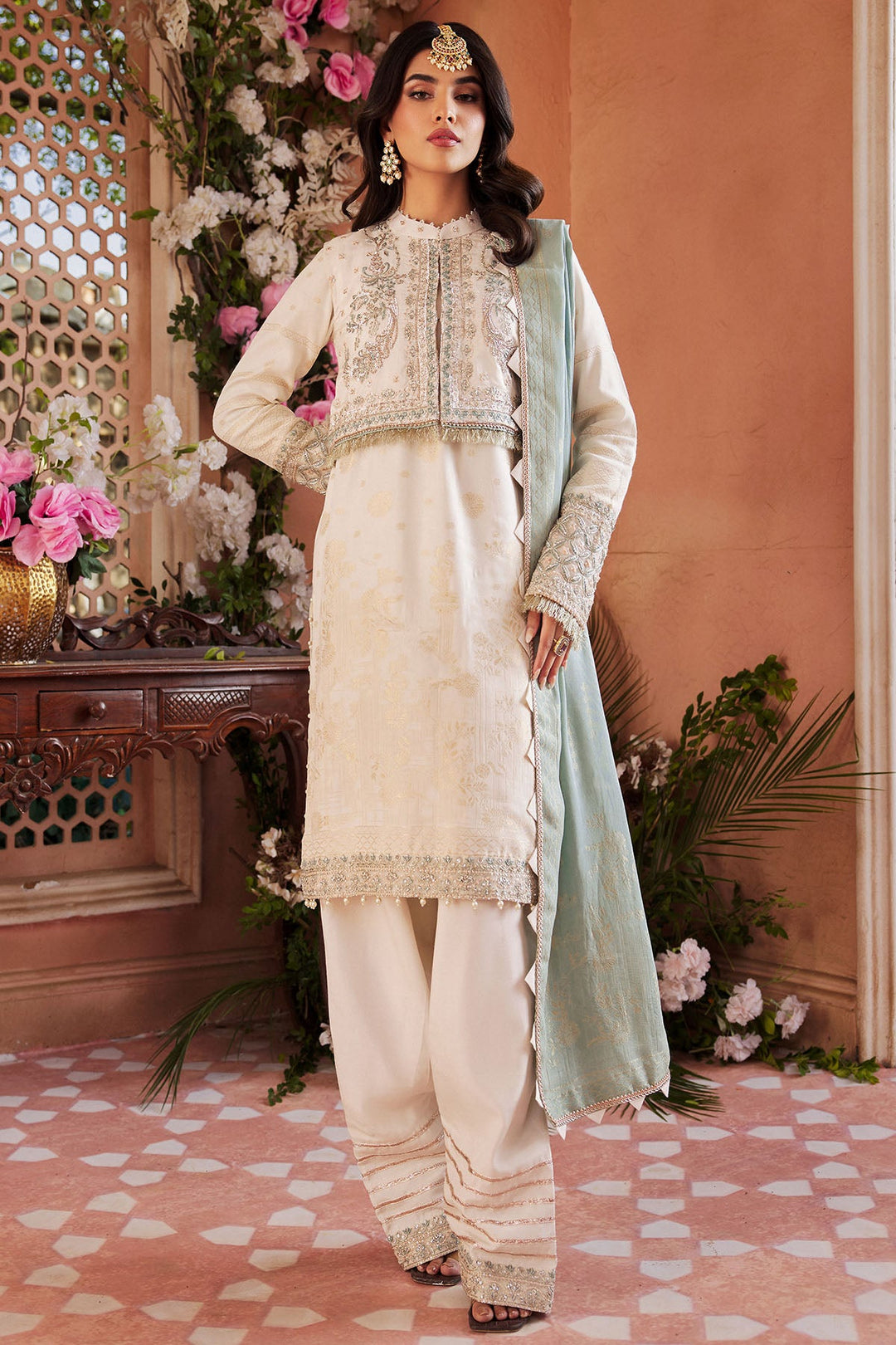 4398-DURE-SAMEEN EMBROIDERED JACQUARD UNSTITCHED