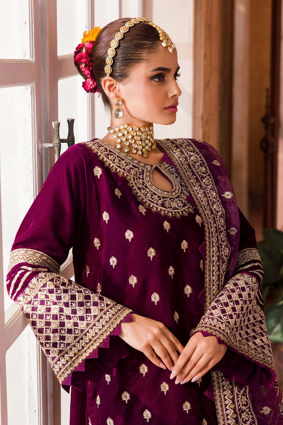 4405-NAMRAH EMBROIDERED VELVET UNSTITCHED