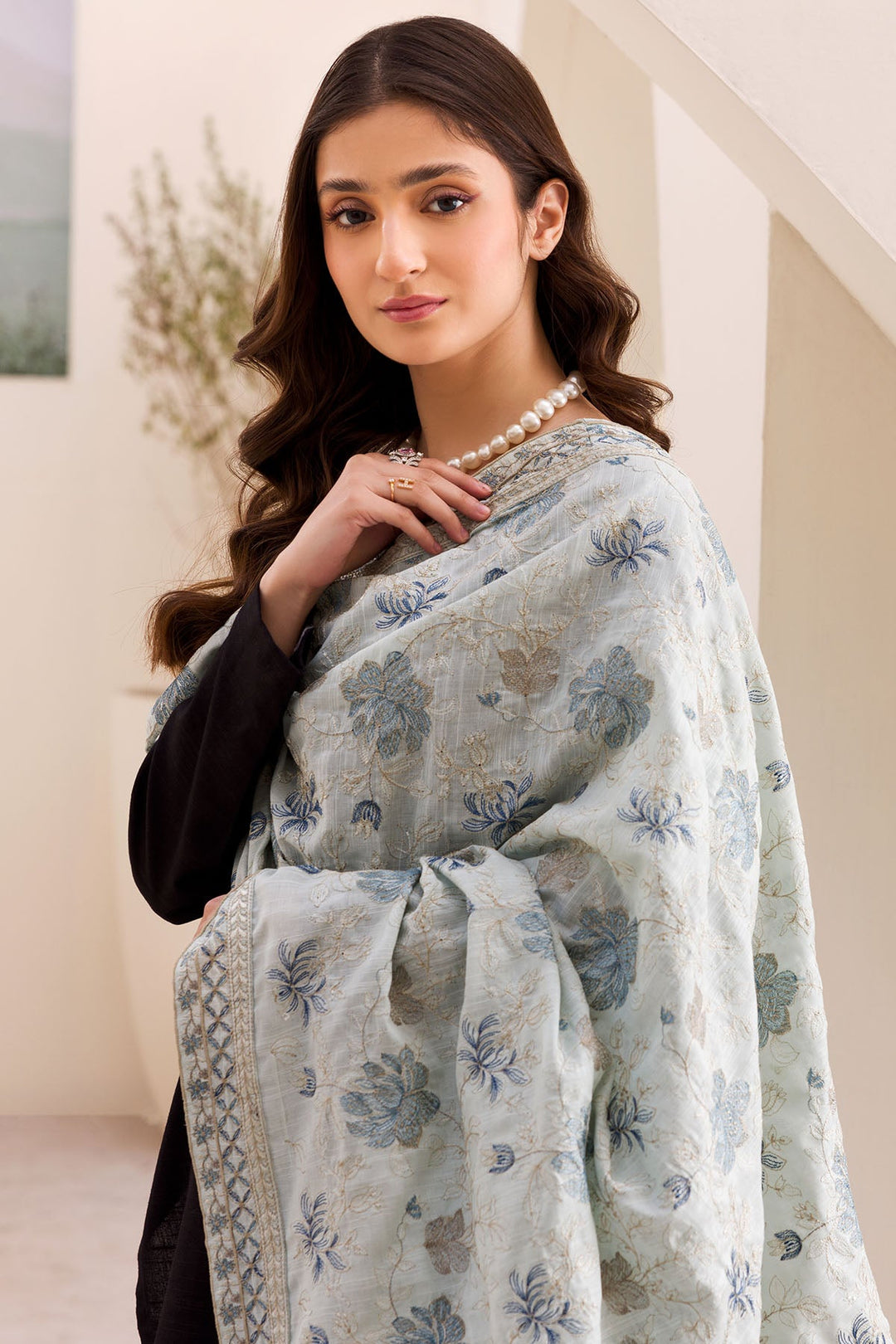 4502-SOHA EMBROIDERED KHADDAR SHAWL