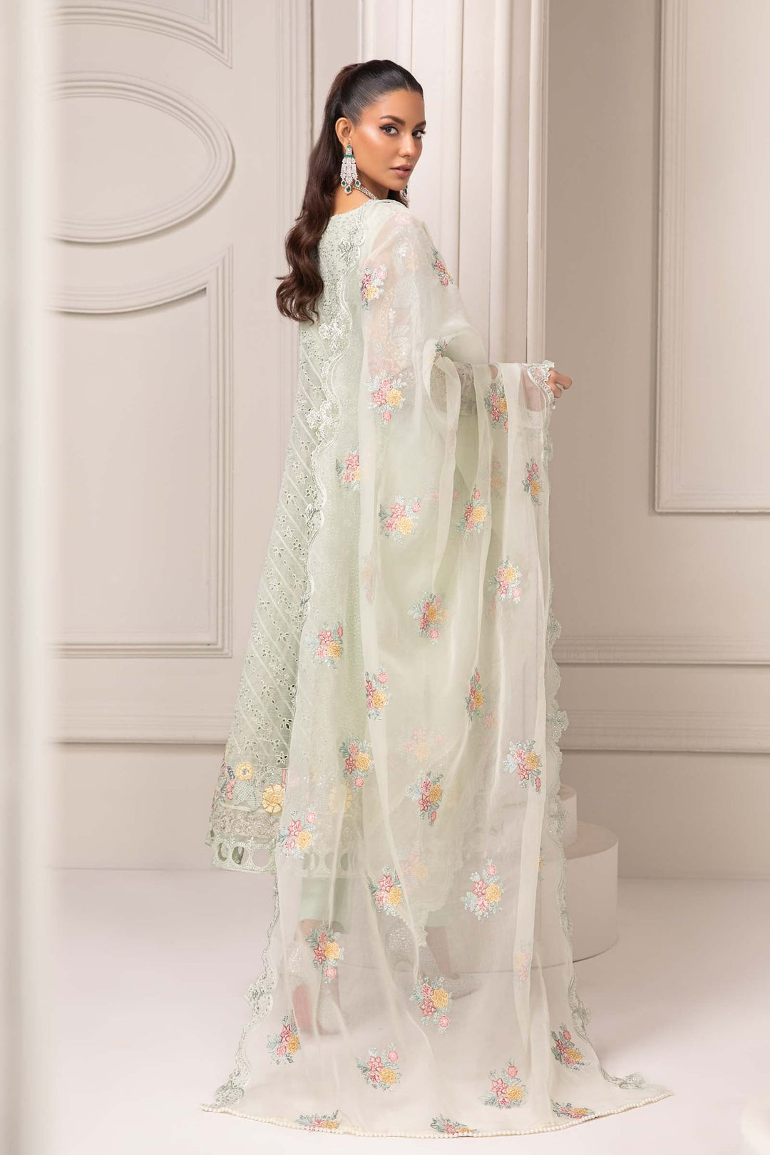 3 PIECE EMBROIDERED ORGANZA SUIT | SF-EF24-03