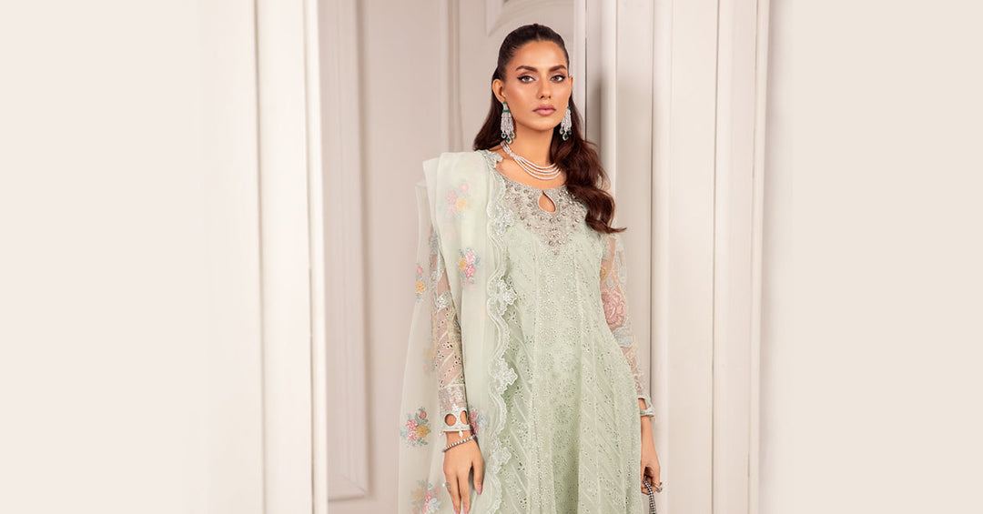 3 PIECE EMBROIDERED ORGANZA SUIT | SF-EF24-03