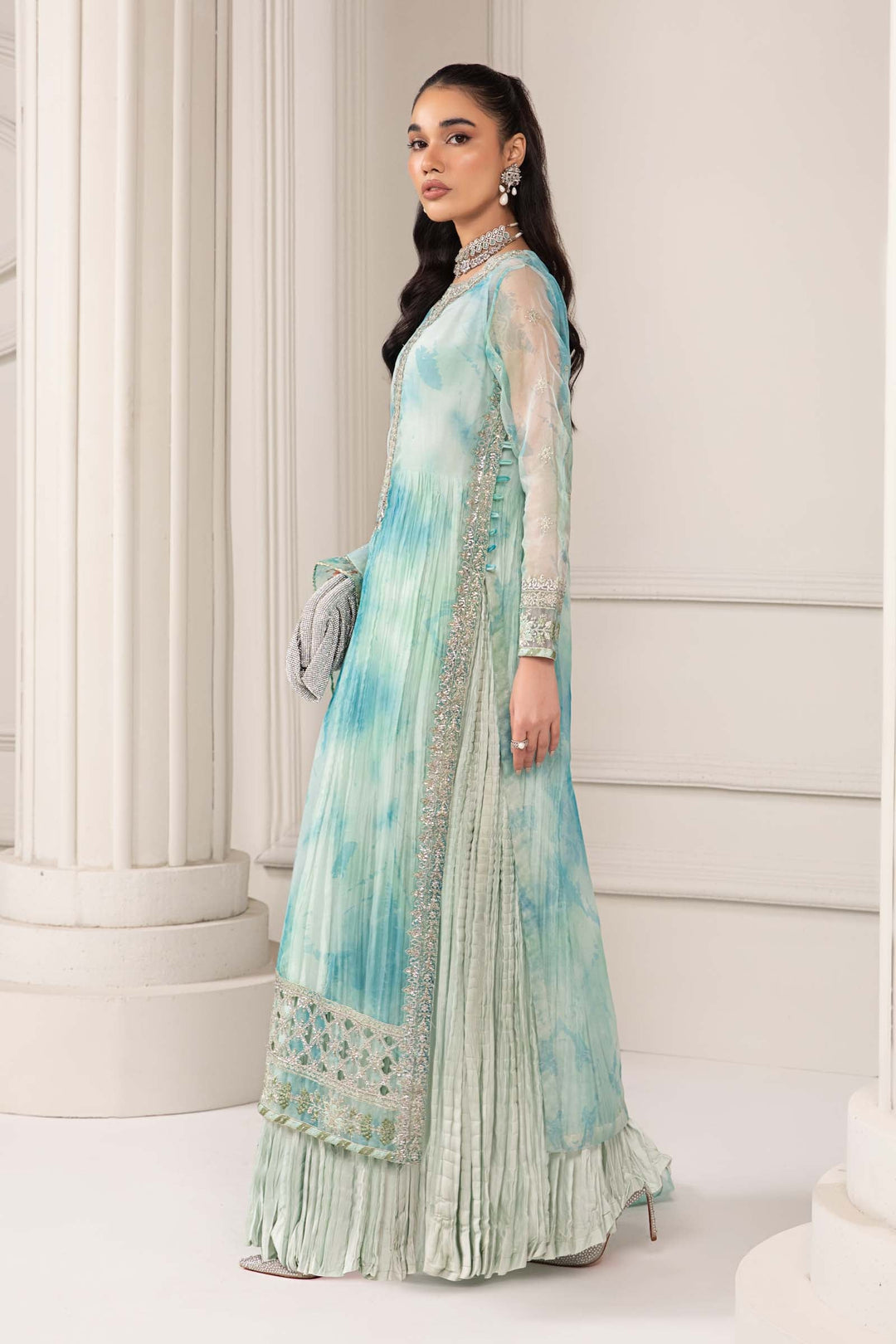 3 PIECE EMBROIDERED ORGANZA SUIT | SF-EF24-20