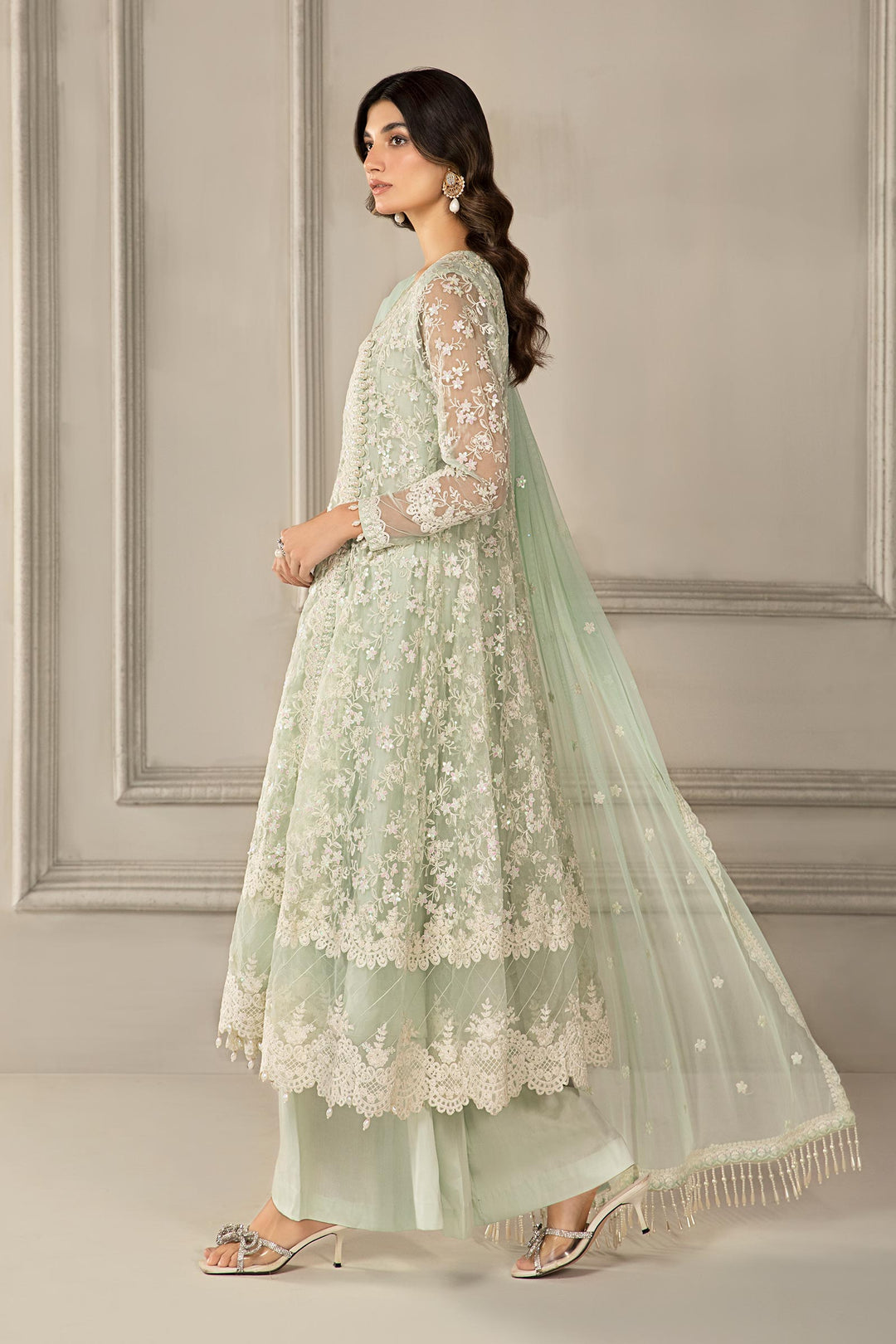 3 PIECE EMBROIDERED ORGANZA SUIT | SF-EF24-09