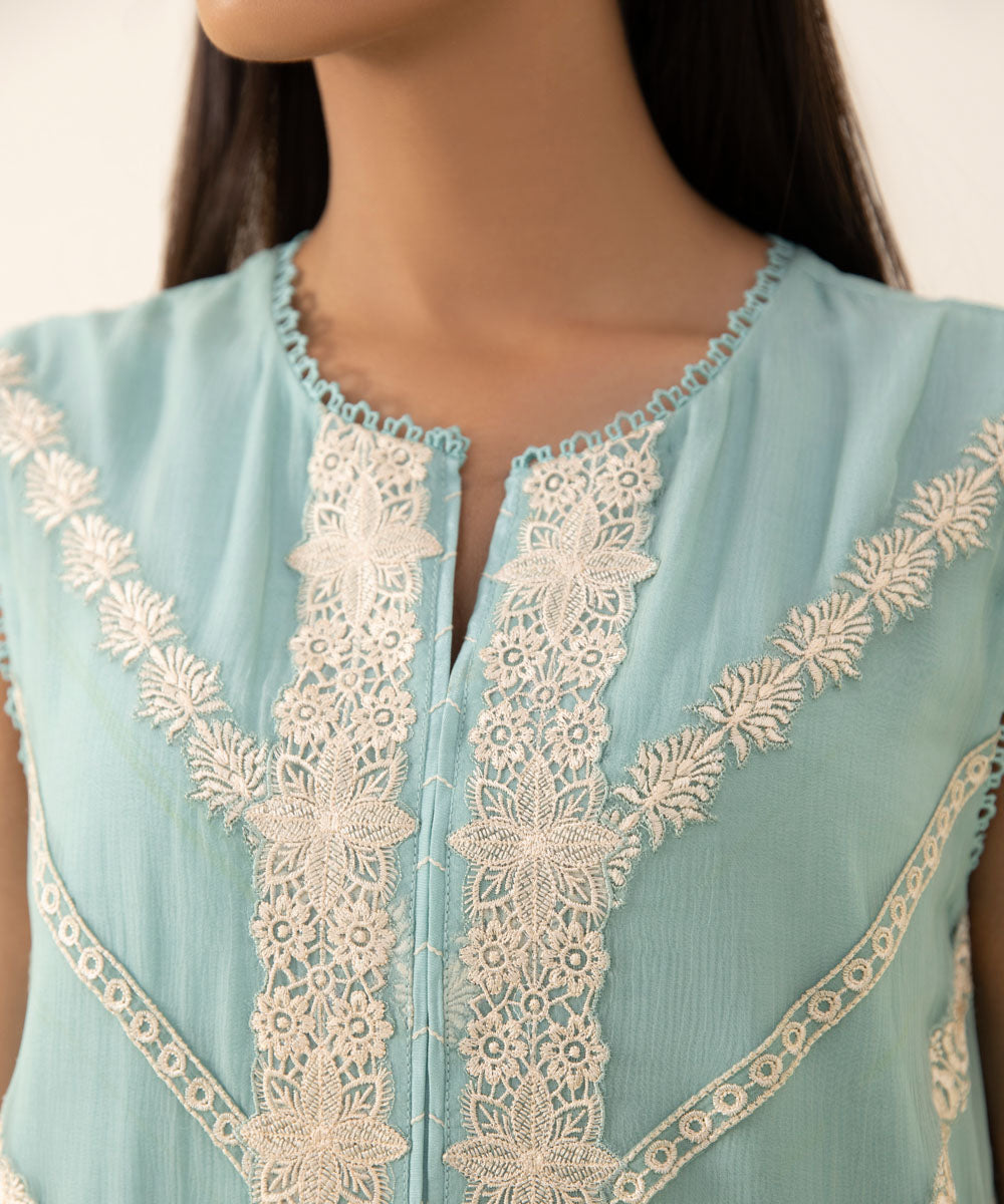 3 Piece - Embroidered Chiffon Suit