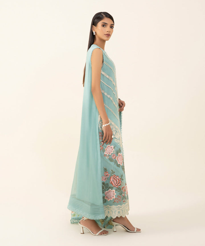 3 Piece - Embroidered Chiffon Suit