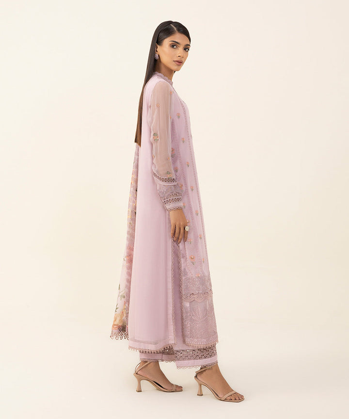 3 Piece - Embroidered Chiffon Suit