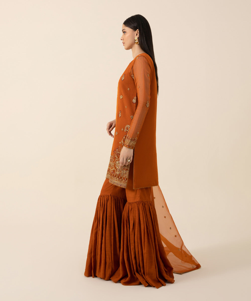 3 Piece - Embroidered Khaddi Net Suit