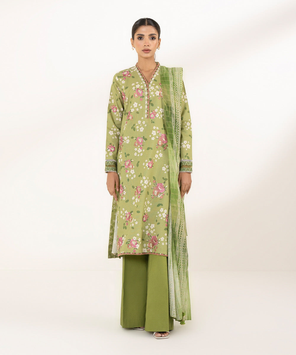 3 Piece - Embroidered Zari Lawn Suit