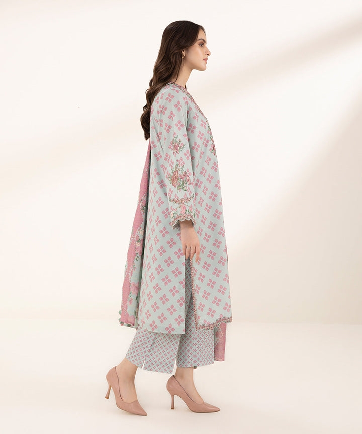 3 Piece - Embroidered Zari Lawn Suit